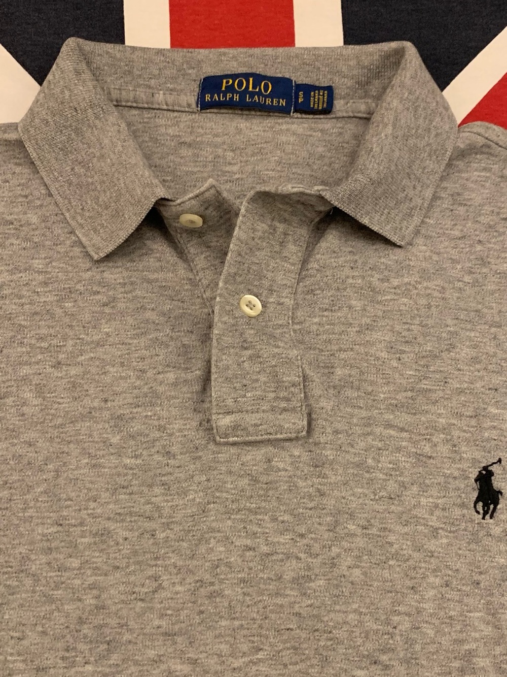 RL POLO SS All Cotton 2 Button Grey Polo